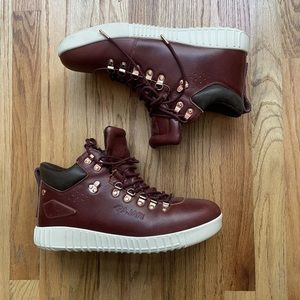 Men's Pajar Tex Dark Maroon Leather White Lace Up Winterized Sneaker Boots Sz 13